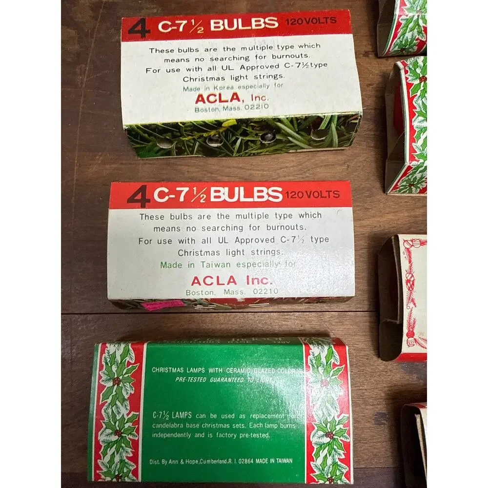 Liberty Bell / ACLA / Ann & Hope Vintage NOS C-7 1/2 Christmas Replacement Bulbs